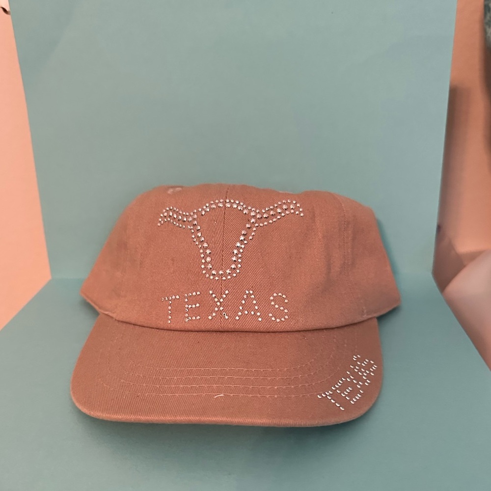 Little Girls Tan Texas Hat Decorated in clear crystals